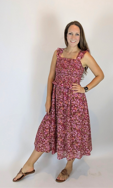 Floral Chiffon midi breastfeeding dress