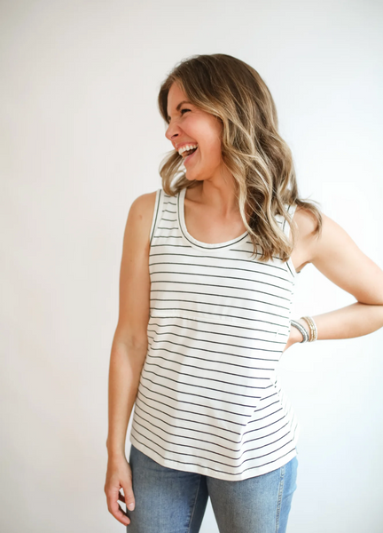 Zipper breastfeeding striped tank