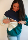 Diagonal zip breastfeeding sweatshirt