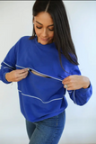 Nursing/breastfeeding sweatshirt with hidden dual zipper