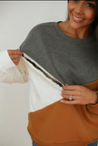 Velour Interior Diagonal Zip Breastfeeding Sweatshirt
