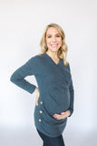 Blue wrap maternity and nursing/breastfeeding sweater