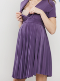 Purple wrap maternity and nursing/breastfeeding dress